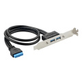 Custom Dual Port Panel Mount USB 3.0 Female to 20pin Cable  with PCI Metal Bracket